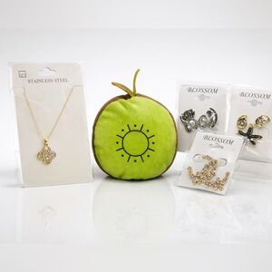 Jewelry Bundle Gold & Silver Earrings + Clover Necklace Set NWT Trendy Boho Gift